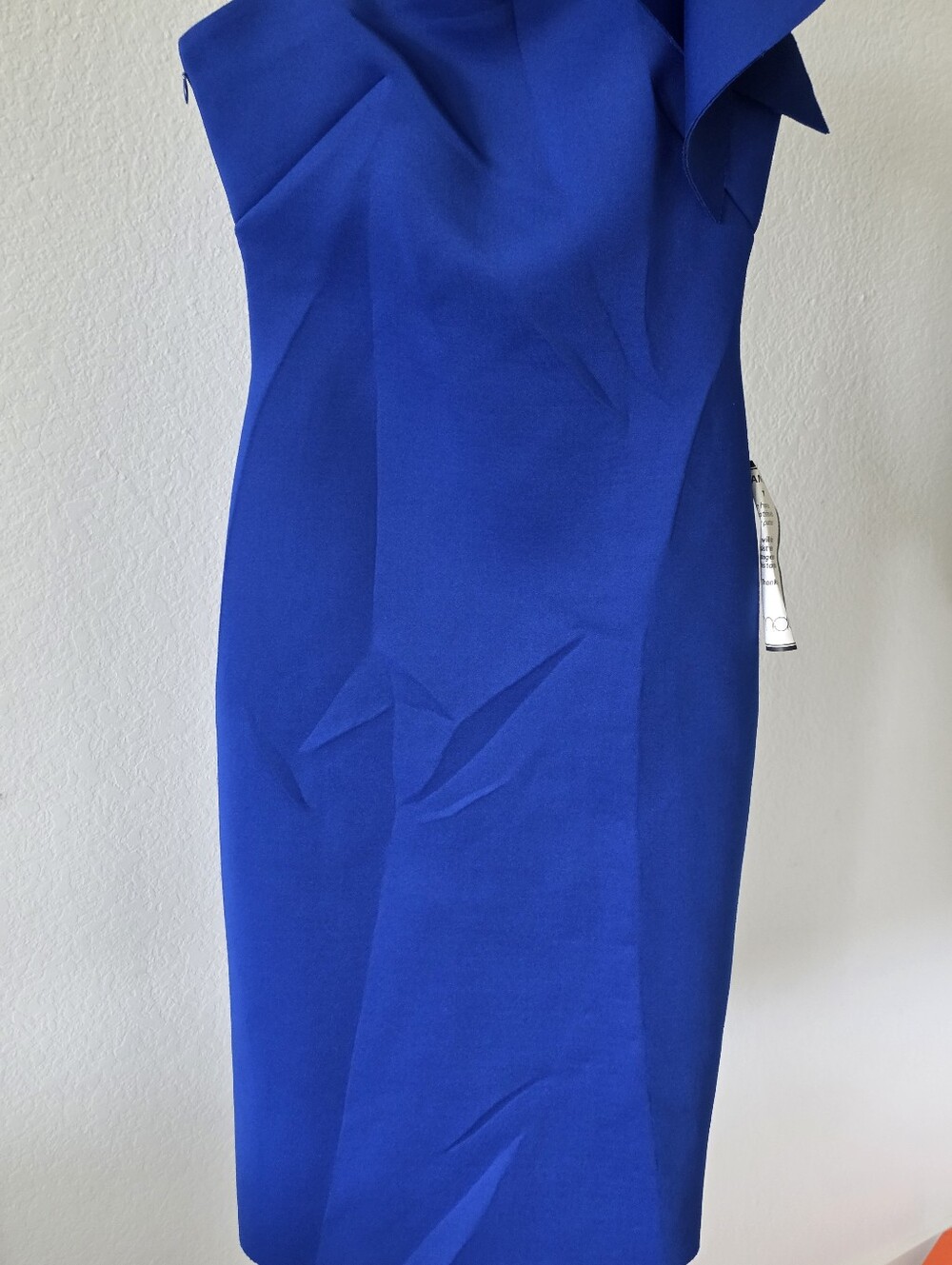 NWT Eliza J One Shoulder Ruffle Cocktail Dress Blue Size 2 Sheath Wedding Guest - Picture 4 of 9
